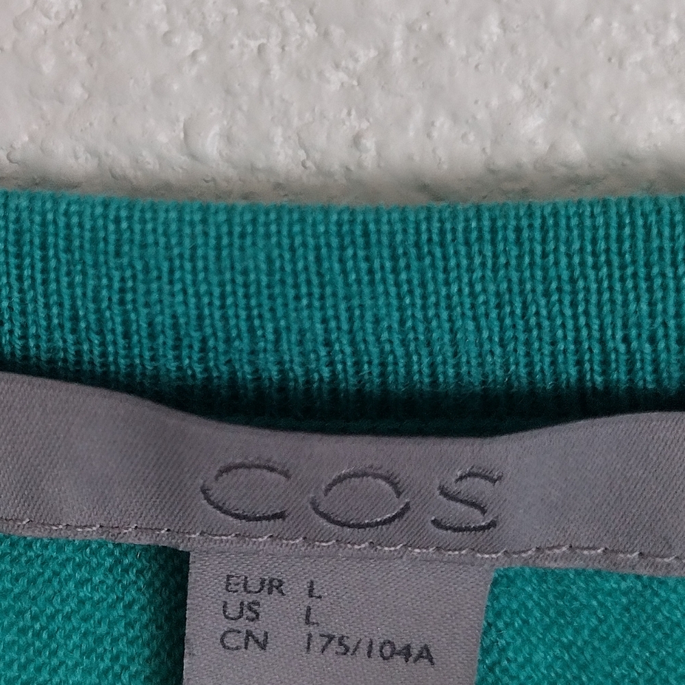 Cos blue green lightweight wool crew neck sweater size large - Picture 4 of 10